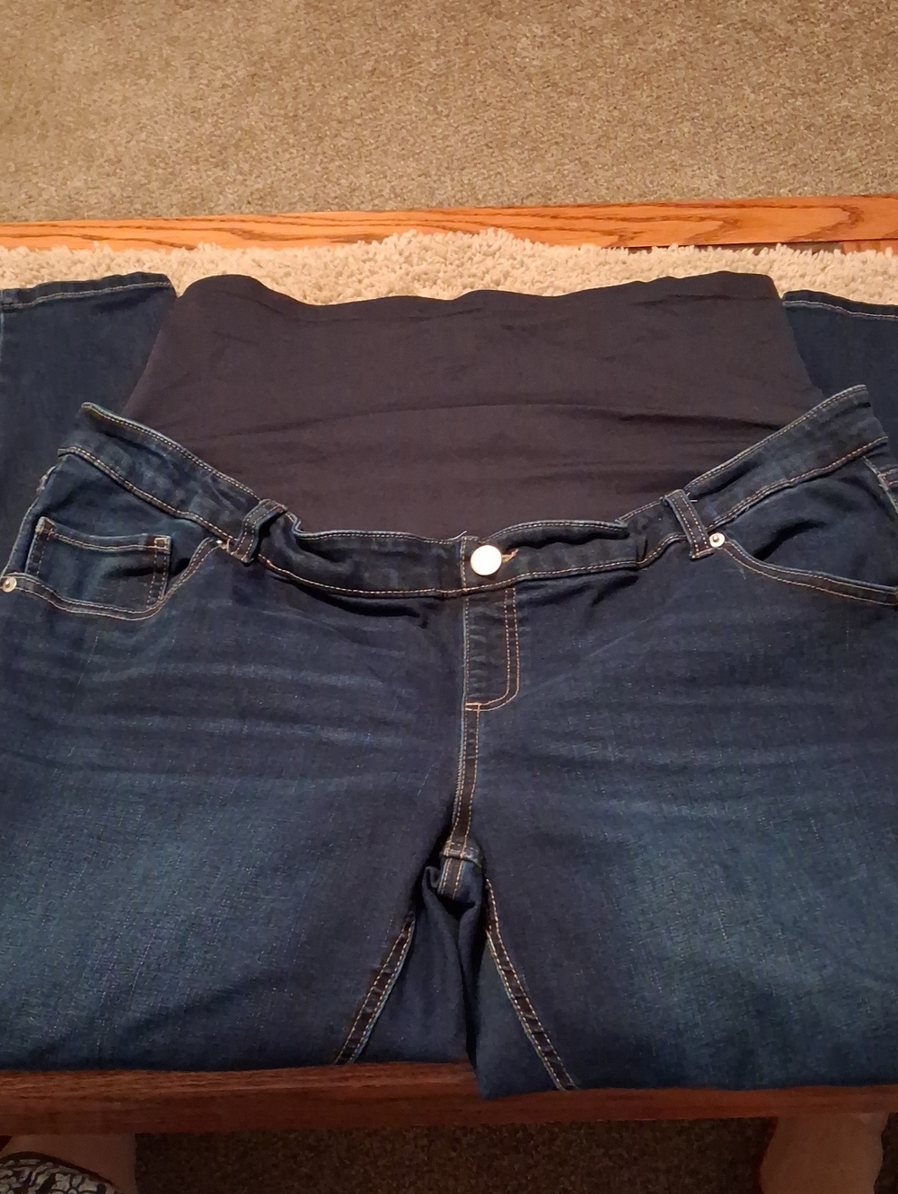 Time and Tru Dark Blue High-Rise Maternity Jeans with Navy Support PaneL XXL